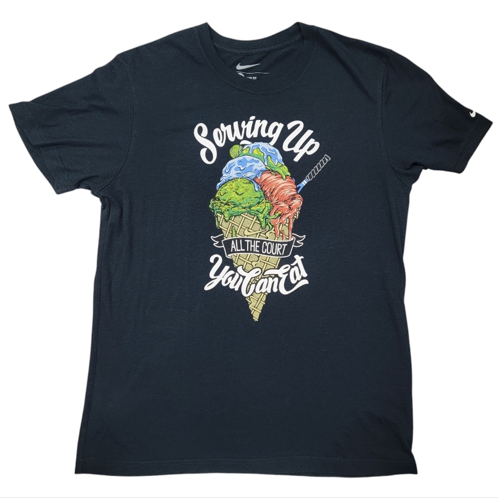 Nike T-Shirt Tennis Series Ice Cream Slim Fit Short Sleeve Black Tee